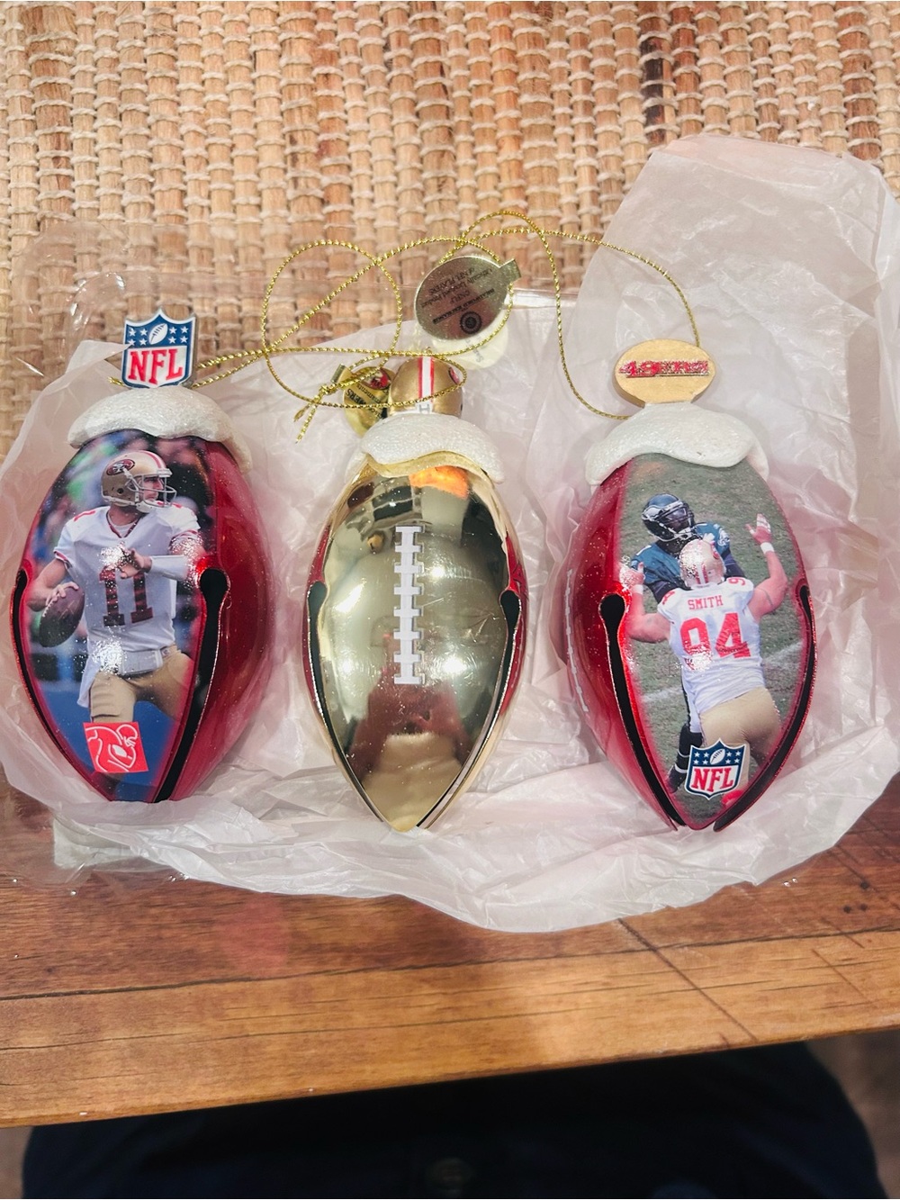 vintage San Francisco 49ers NFL Christmas ornaments